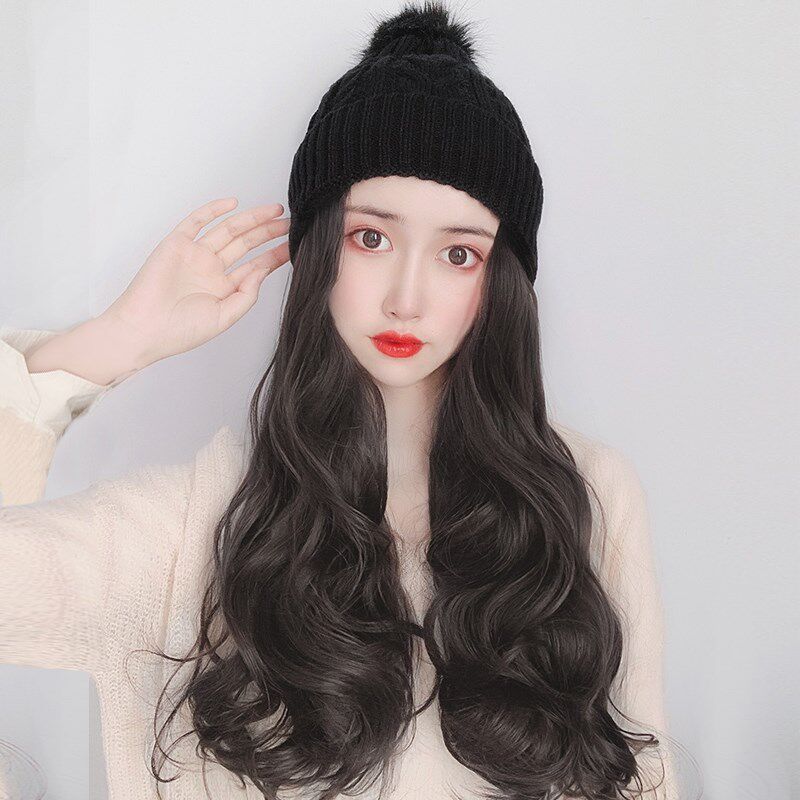 Net Red Cap Lead Hair Burst Wig Cap Integrated Fashion Lady Raw 2019 New in winter mid-length