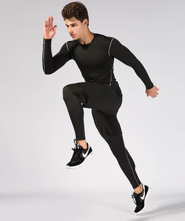 High Play Men Sports Training Tight Pants Track And Field Fitness Pants Basketball Black Inner Lap Pants Sports Pants Spring Autumn