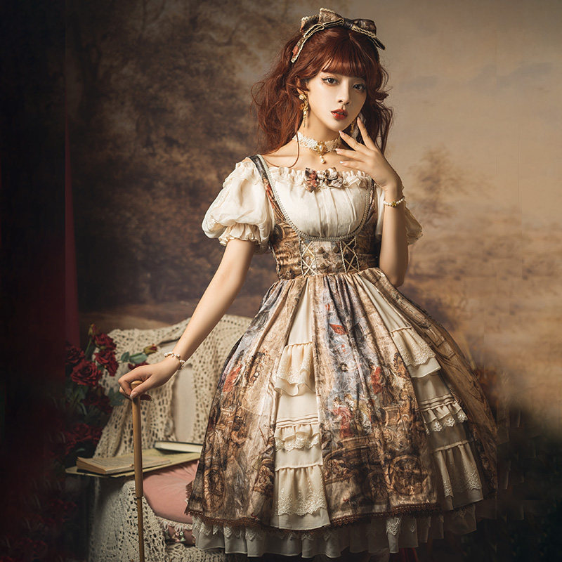 🌸宫廷风情，樱洛芙油画柄LO裙🌸 ——优雅演绎cla风经典-lolita洛丽塔-淘宝好物网