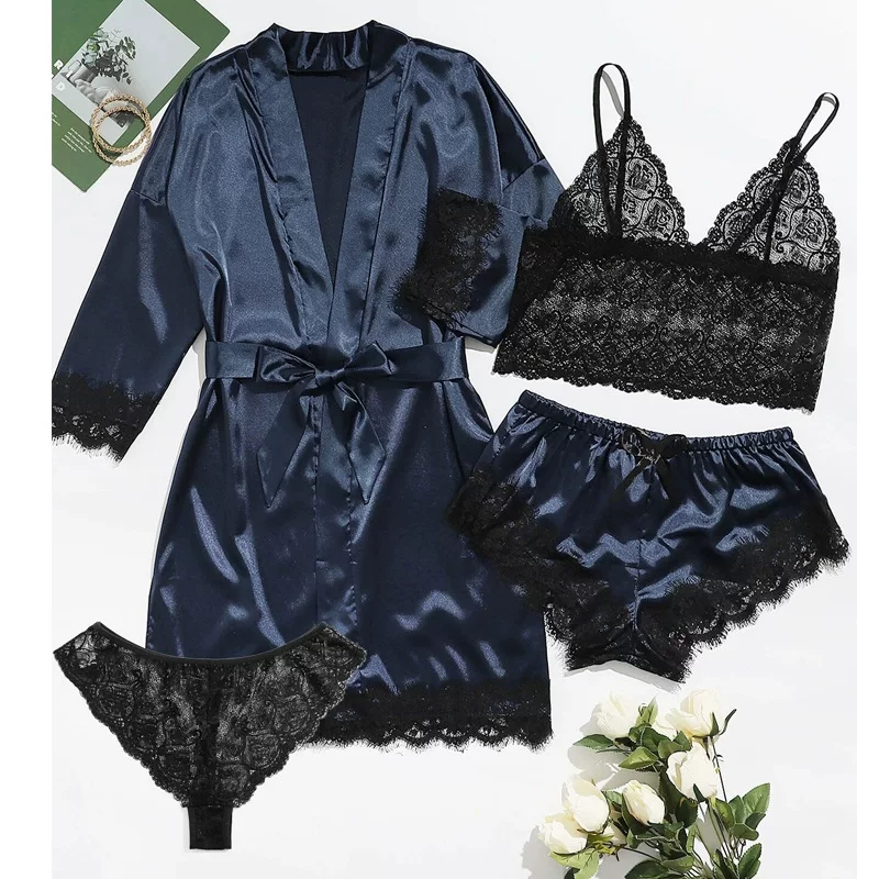 Длиннорукавное домашнее платье у قطر Sexy Four-Piece Home Wear