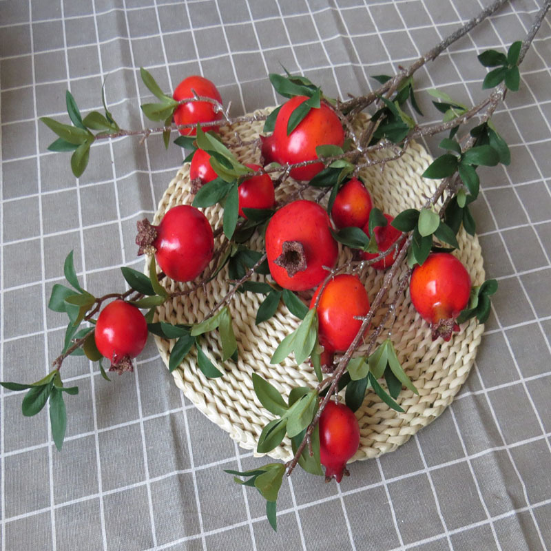 Love Art Pomegranate American Style Pomegranate Fruit Artificial Flower Set Living Room Tv Cabinet Decorative Floral Arrangement Fake Flower Ornament