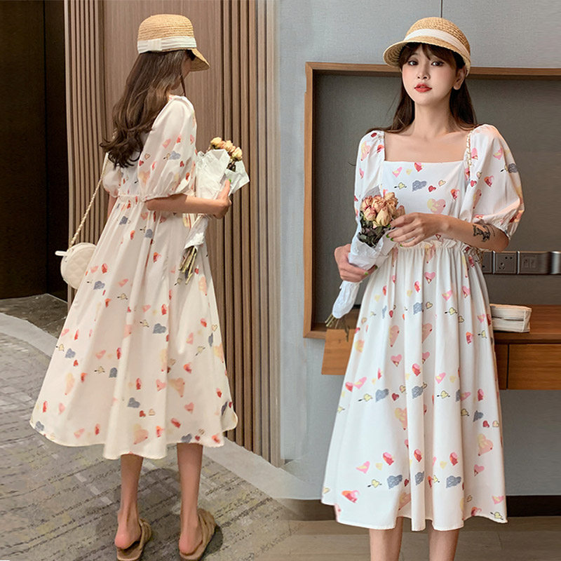 Pregnant Women summer dress summer fairy Super fairy chiffon floral floral late pregnancy tide mother knee long skirt summer skirt