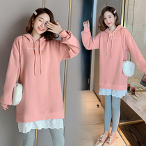 Pregnant women autumn suit 2019 New Late plus velvet padded sweater fashion style Korean tide mother autumn winter clothes