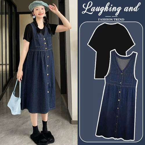 Комбинезон, летнее платье, юбка, джинсовая летняя одежда, комплект, по фигуре, подходит для подростков