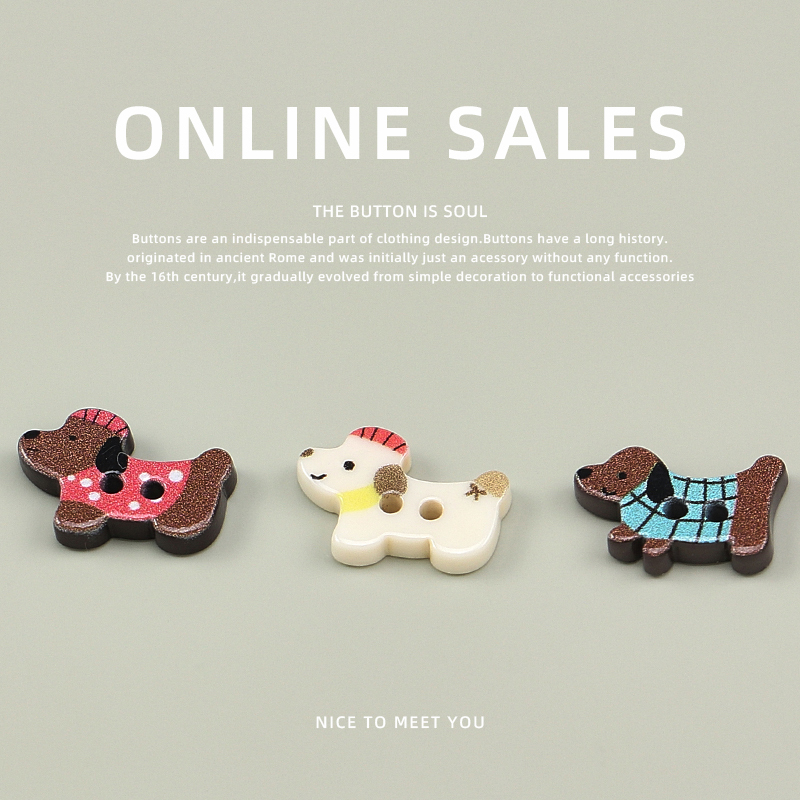 Cute Cartoon Dachshund Puppy Resin Buttons DIY Sewing Handmade Accessories Children's Clothing Decoration