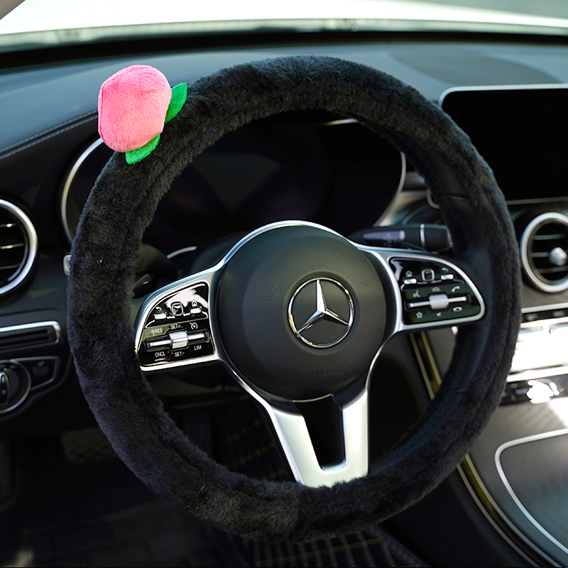 Creative Korea Winter Cartoon Short plush Steering Wheel Cover for Men and Women General Warm and Anti-Sliding Car Handle