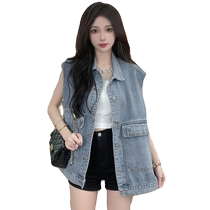 Denim waistcoat Female spring Korean version 2024 New trendy relaxation 100 lap sleeveless jacket with vest waistcoat