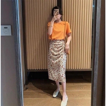 Flower skirt spring and summer new Joker small pleated skirt crotch long skirt thin