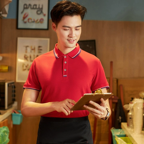 Футболка с коротким рукавом для работы, летняя одежда, делается под заказ, с печатью вашего логотипа, высокий воротник