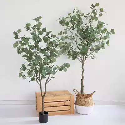 Pang Mao Nordic simple fashion simulation green plant Eucalyptus tree landing large fake tree potted living room store decoration