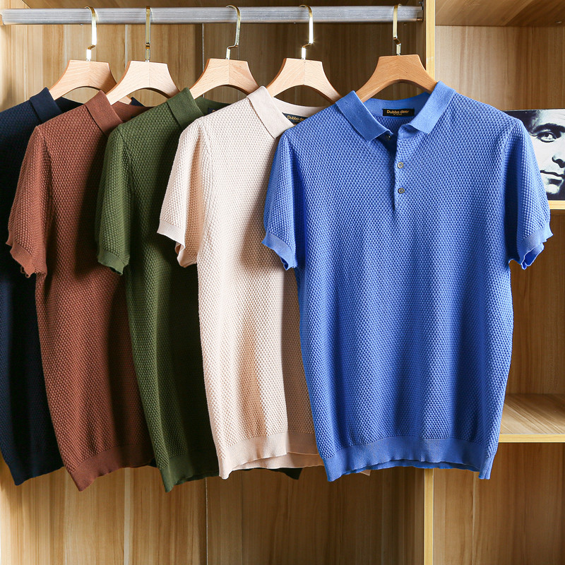 High-end POLO 3D pineapple knitting process Summer men's breathable soft skin overturned short sleeve POLO shirt T