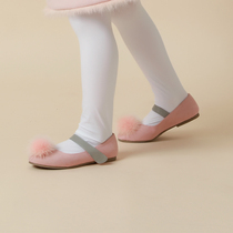 pureshare girls Bean Bean Shoes Single Shoes 2021 Spring Autumn New Cute Hair Balls Soft Bottom Big Boy Baby Single Shoes