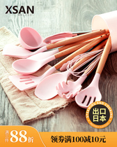 Non-Stick special silicone shovel household soup spoon kitchenware high temperature resistant pot cooking wood handle Silicone Spatula set