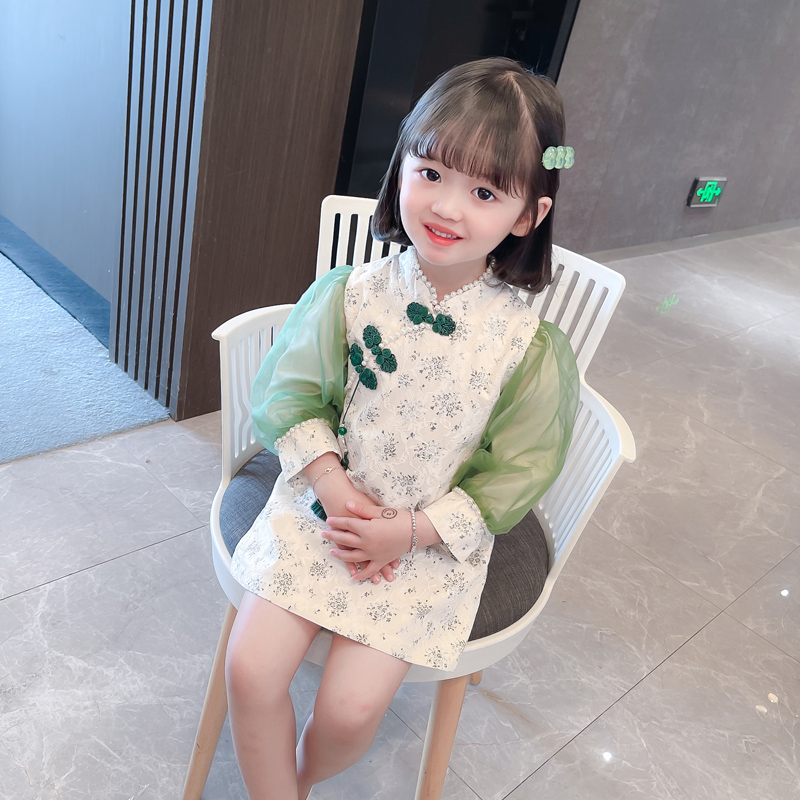 Hanfu girl dress 2021 new children Spring and Autumn Chinese style improved cheongsam dress baby princess dress
