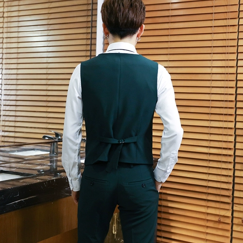 Мужской комплект, длинный пиджак классического кроя для школьников, средней длины, 3 предмета, в корейском стиле