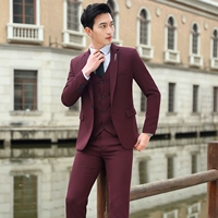 706 Wine Red [костюм+брюки+жилет] Отправить воротник