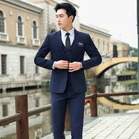 Синий костюм, штаны, жилет, галстук