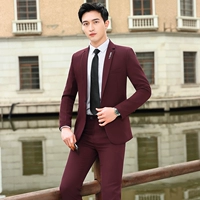 Бордовый костюм, штаны, рубашка, галстук