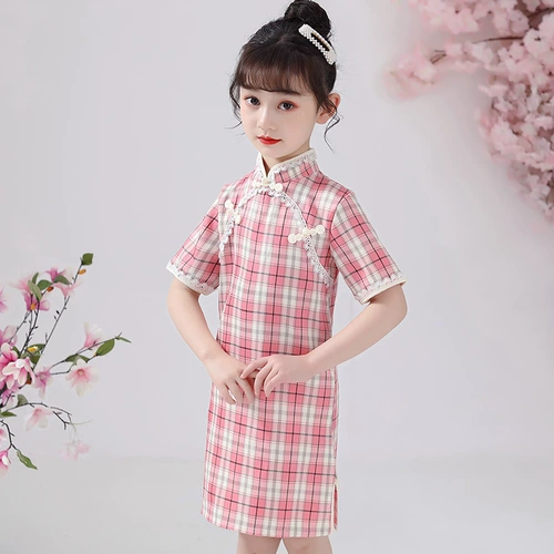 琦芯 Летнее ципао, ретро ханьфу, детское платье, китайский стиль