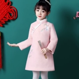 Детское демисезонное ципао, шерстяное ханьфу для девочек, новогодний лонгслив, китайский стиль