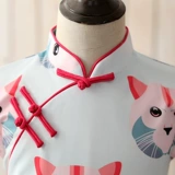 琦芯 Детское ципао, детская летняя одежда, ханьфу, платье, ретро юбка, китайский стиль, в западном стиле