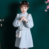 琦芯 Пуховик, детский комплект, ципао, увеличенная толщина, китайский стиль, в западном стиле