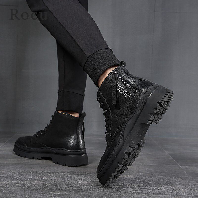 Rocu Martin boots men's British style 2020 new winter black men's shoes men's boots high-top trend all-match tooling boots