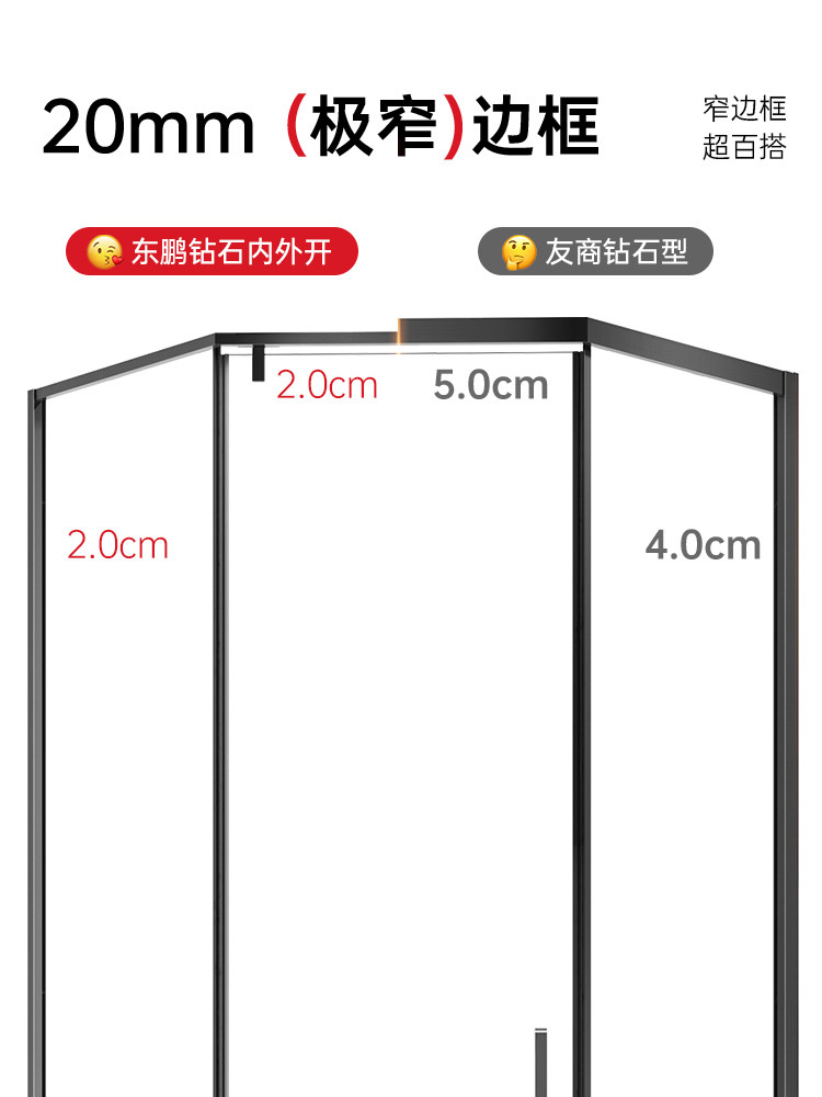 Dongpeng Diamond-Shaped Shower Room Integrated Bathroom Dry and Wet Separation Shower Partition Glass Sliding Door Home Shower Screen
