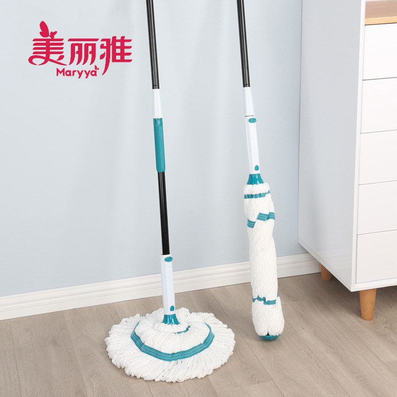 Beautiful and elegant hand-washing self-screwing water rotary mop large household floor mop card lock absorbent fiber line pier cloth
