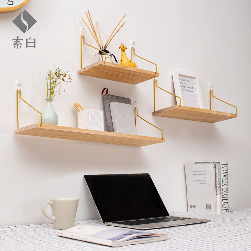 Kệ treo tường bảng một từ vách ngăn treo tường phòng ngủ đầu giường miễn phí đục lỗ trang trí phòng khách sắt rèn bảng gỗ nguyên khối kệ tivi trang trí kệ trưng bày rượu ngâm