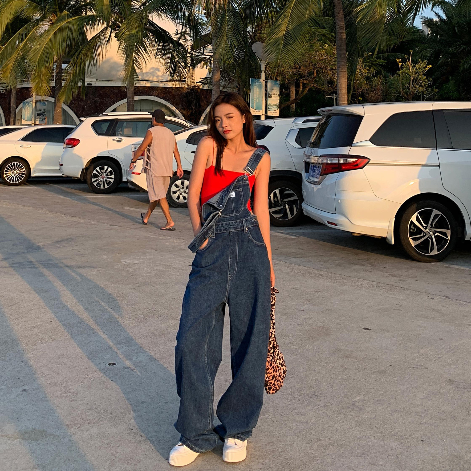 Chen Mi Van Blue High Waist Jeans Back With Pants Woman Summer Retro Loose Straight Drum With High Broadleg Drag Pants-Taobao