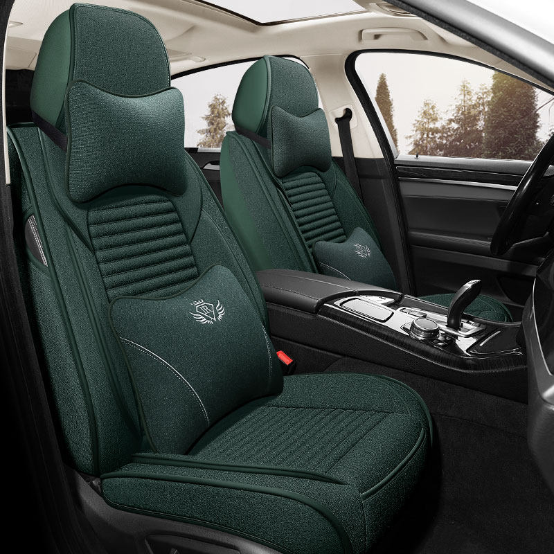 Car seat cushion linen fabric seat cover seat cushion all-inclusive four seasons universal non-slip single seat cover winter full surround