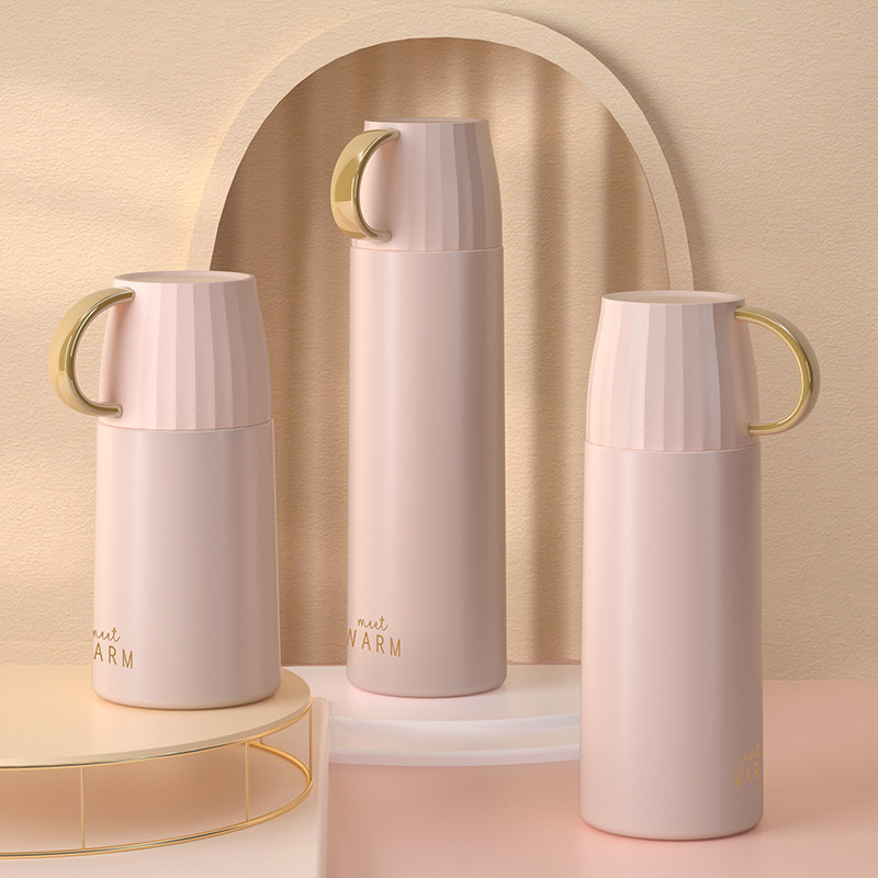 Small fresh 304 stainless steel thermos cup female high value with lid can drink water cup student male bottle large capacity