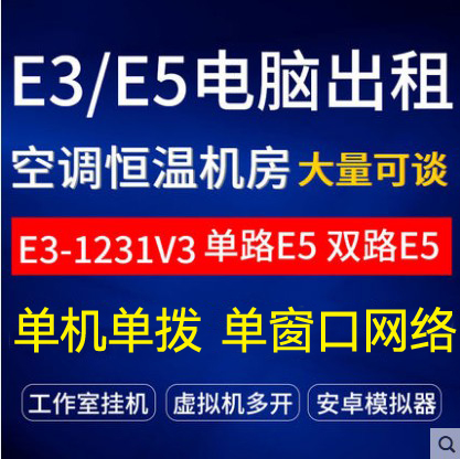 E5 server computer remote rental game studio simulator game console virtual machine multi-open rental dual-way