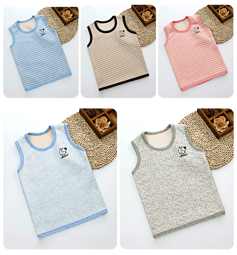 Trẻ em cộng với vest nhung bé trai dày cotton nhiệt đồ lót bé gái vest mùa thu và mùa đông bé chạm đáy áo gile thu đông cho bé trai