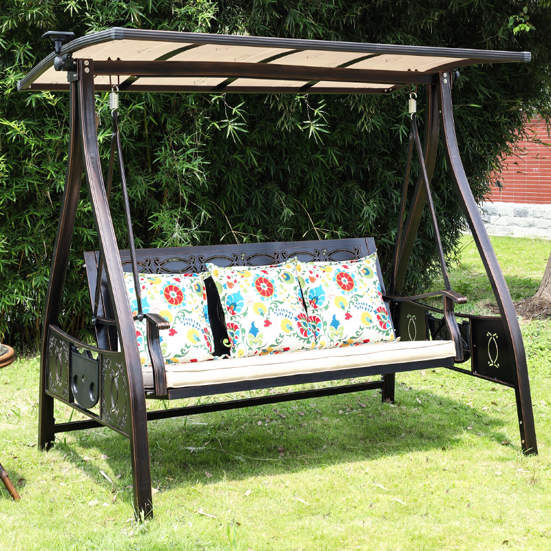 2021 New Outdoor Solar Energy Swing Set Courtyard Double Trio Hangchairs Home Aitaria Swing Cradle Chair