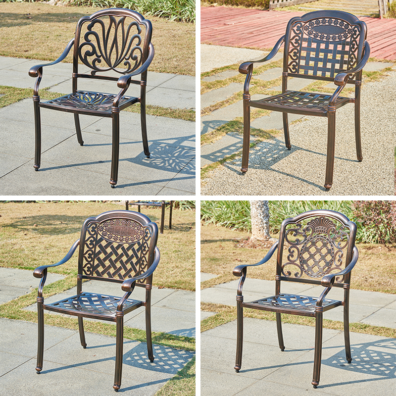 Outdoor table and chair Balcony terrace Home garden Garden dining chair Swivel chair European Elizabeth cast Aluminum single chair