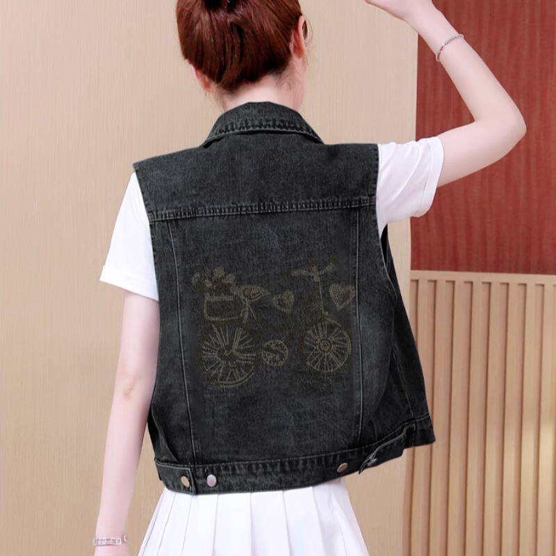 Black Denim Vest for Women, Outerwear, 2026 Spring/Summer New Style, Short Korean Version, Loose, Slimming, Fashionable Vest