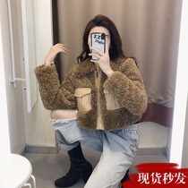 (Pet powder welfare) short coat women 2021 Winter New Fashion loose thick lamb hair top