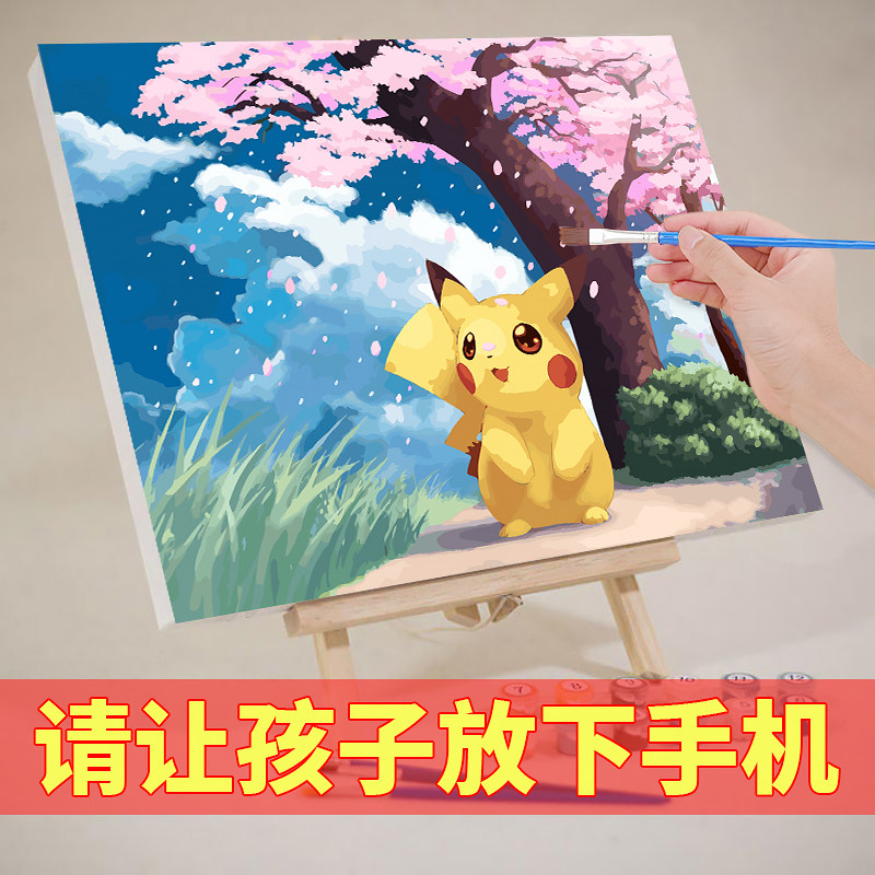 diy digital oil painting handmade child oil color painting fill color cured fill cartoon cartoon small size decorative painting