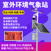 Vertical pole integrated automatic small air weather station portable agricultural outdoor campus scientific research climate meteorological monitoring station