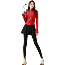 Badminton Tennis Suit Sports Suit Womens Spring Summer 2024 New Yoga Dress Pants Running Fitness Luminous Jacket
