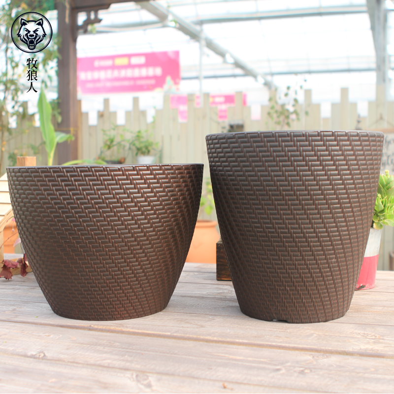 Flower pot imitation ceramic large number clear cabin Nordic minimalist creative personality vine chic round special large size plastic large flower pot