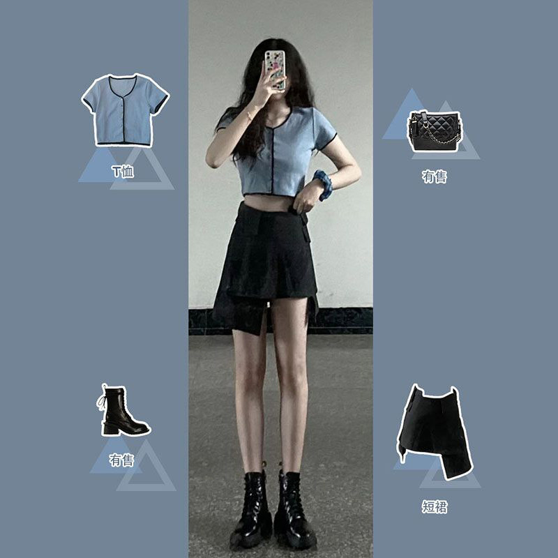 Salt can be sweet fried street suit skirt female 2022 summer new sexy cool girl wear slim skirt two-piece set
