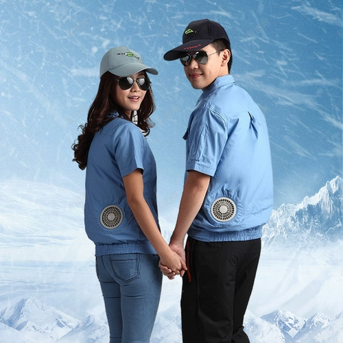 Охлаждающий летний тонкий хлопковый вентилятор для работы, короткий рукав