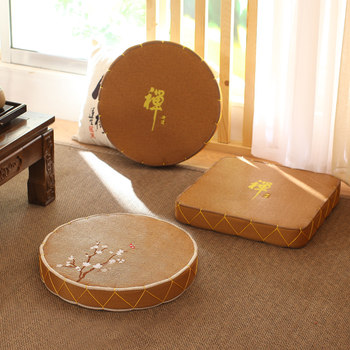Zen futon cushion on tatami floor japanese style