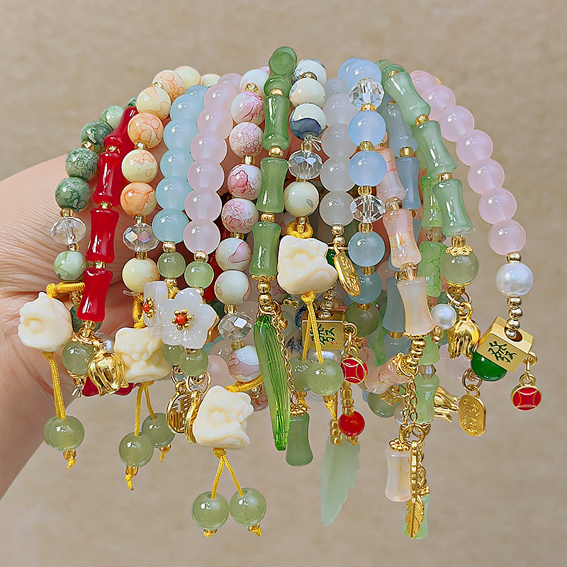 New Chinese-Style Antique Beaded Bracelet for Women ins Internet Celebrity Crystal Ice Crack Beads Bracelet Jewelry Best Friend Bracelet Accessories New Chinese-Style Antique Beaded Bracelet for Women ins Internet Celebrity Crystal Ice Crack Beads Bracelet Jewelry Best Friend Bracelet Accessories