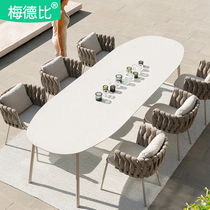 Mederby outdoor table and chair courtyard Nordic balcony table and chair outdoor table and chair rattan chair open-air restaurant rattan leisure chair