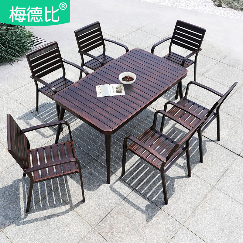 Mederby outdoor table and chairs patio open table and chairs waterproof sunscreen cast aluminum table and chairs outdoor table and chairs combined mesh red