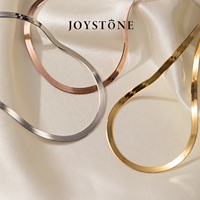 Zhang Yue's same style JOYSTONE Italian flat snake bone chain sterling silver plated 18K gold stacked clavicle chain